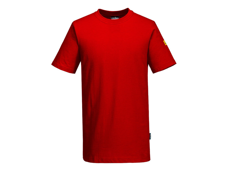 Portwest Anti-Static ESD Short Sleeve T-Shirt, High Cotton, for Warm EPA Environment - AS20