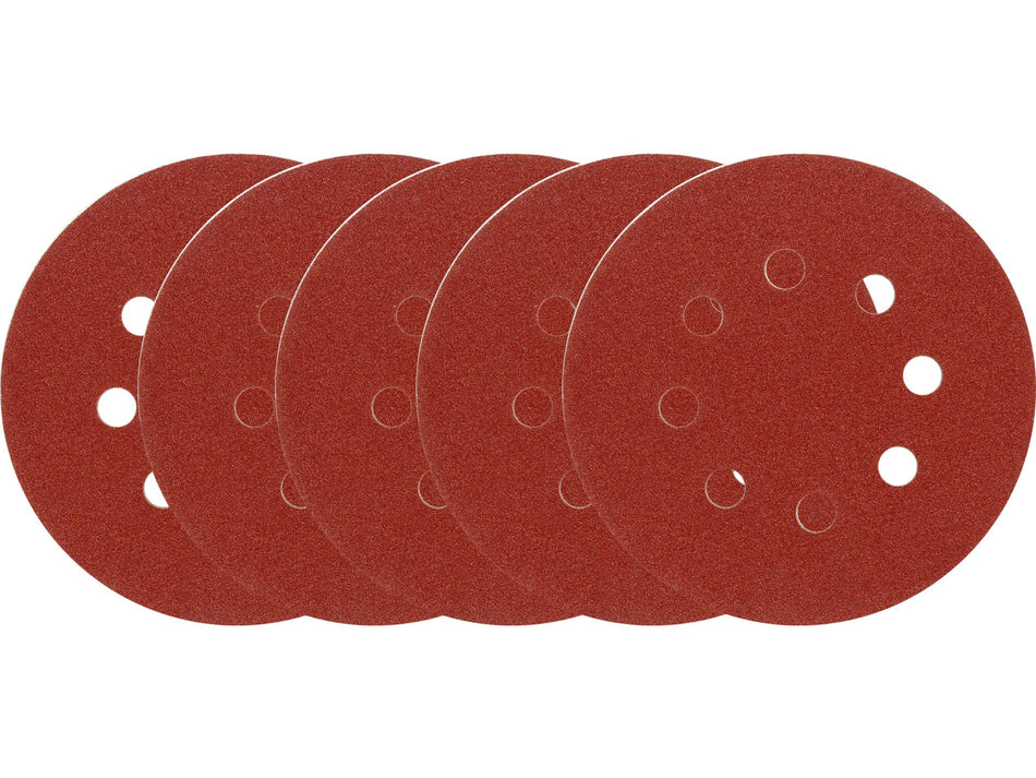VOREL Hook-and-Loop Abrasive Disc, 8 Holes, 125 mm, 5 pcs, P36-150