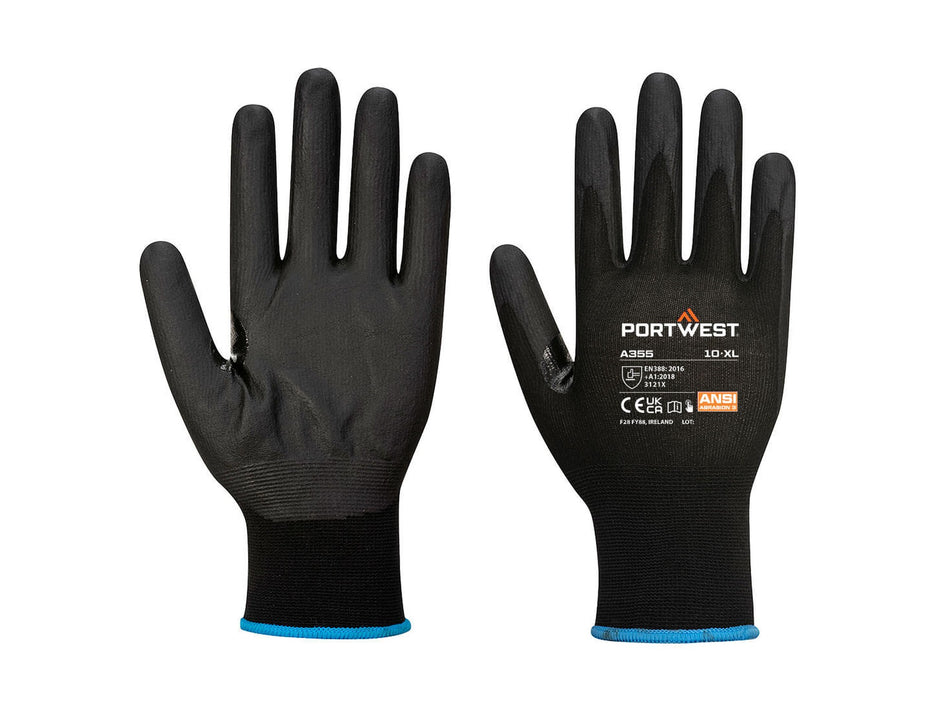 Portwest Grip 15 Nitrilschaum-beschichtete Handschuhe, 12er-Pack, Touchscreen, recyceltes Polyester – A355