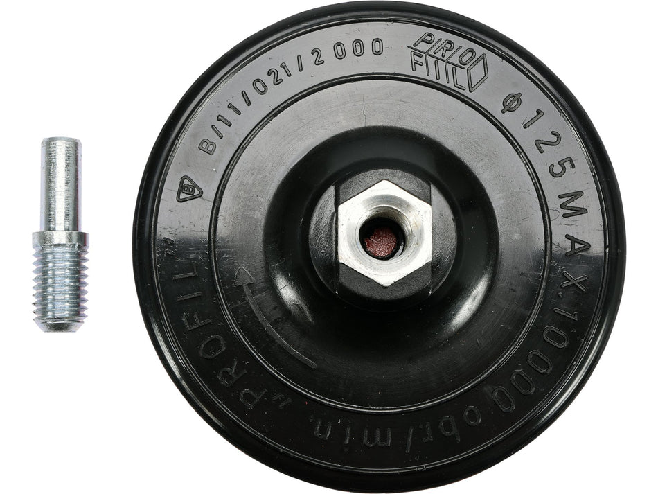 PERIPLUS tépőzáras gumitányér szárral, 125 mm, M14 – 08501