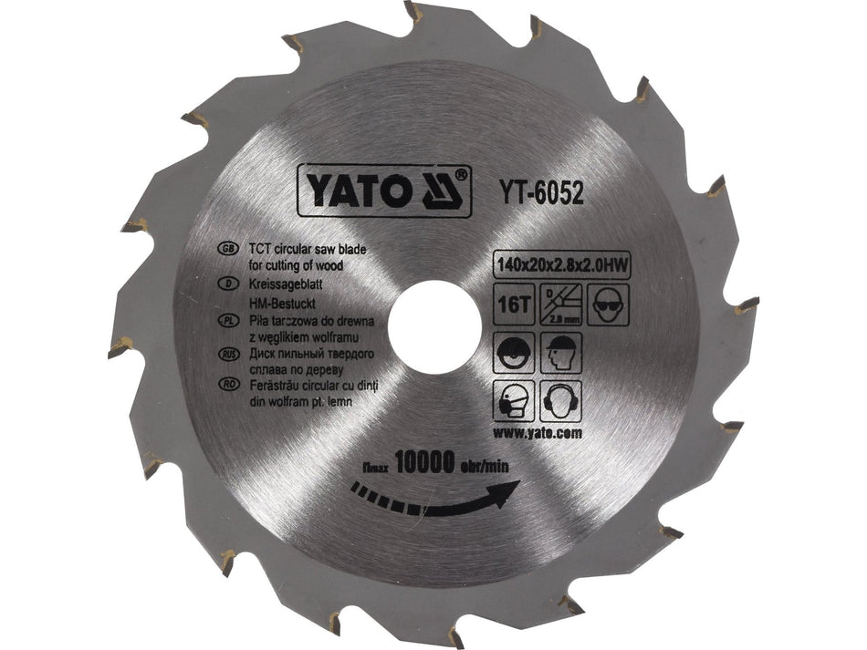 YATO TCT Circular Saw Blade for Wood, 140x20 mm, 16T / 30T