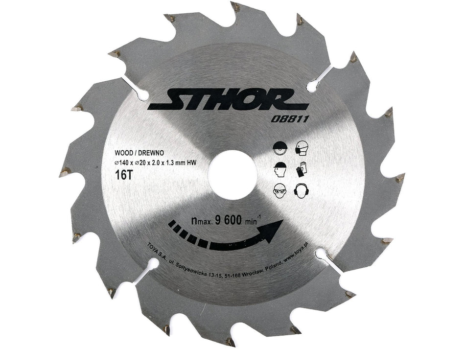 STHOR TCT Circular Saw Blade for Wood, 140x20 mm, 16T – 08811