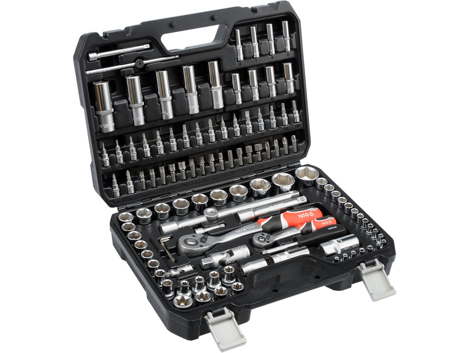 STECKSCHLÜSSEL- UND BITSATZ MIT 72T RATSCHEN 108-TEILIG 1/4" & 1/2"