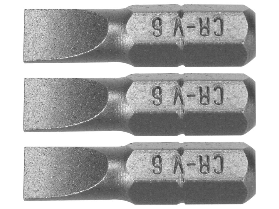 1/4 ZOLL FLACHSCHLITZ-SCHRAUBENDREHER-BITS 25 MM 6 MM 3 STK