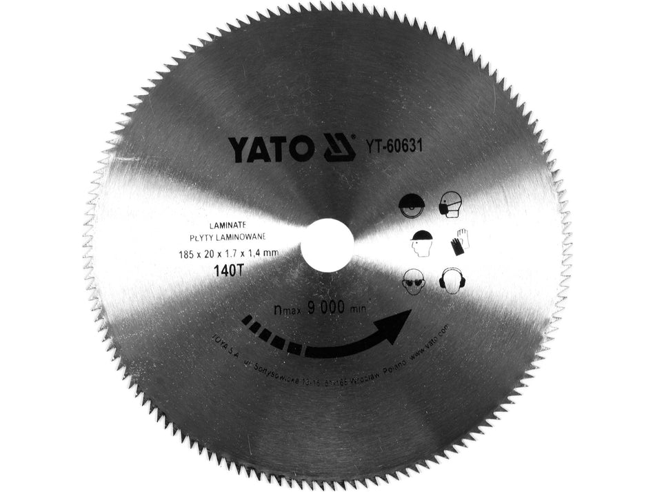 YATO Circular Saw Blade for Laminate, 185x20 mm, 140T – YT-60631