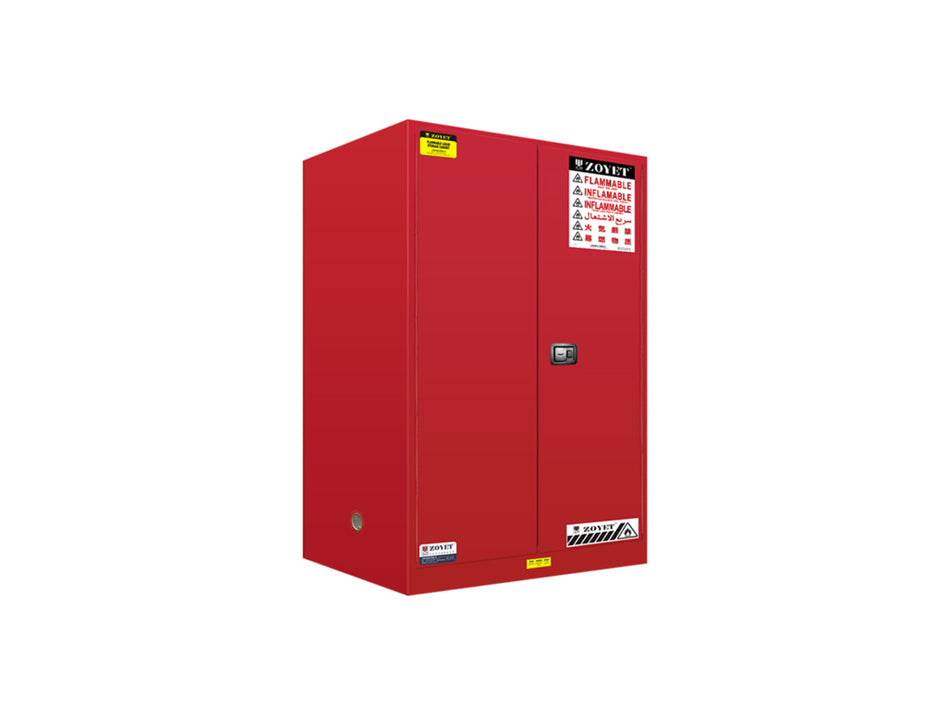 FLAMMABLE LIQUID & CHEMICAL SAFETY STORAGE CABINET 90GAL/340L - RED/YELLOW/BLUE