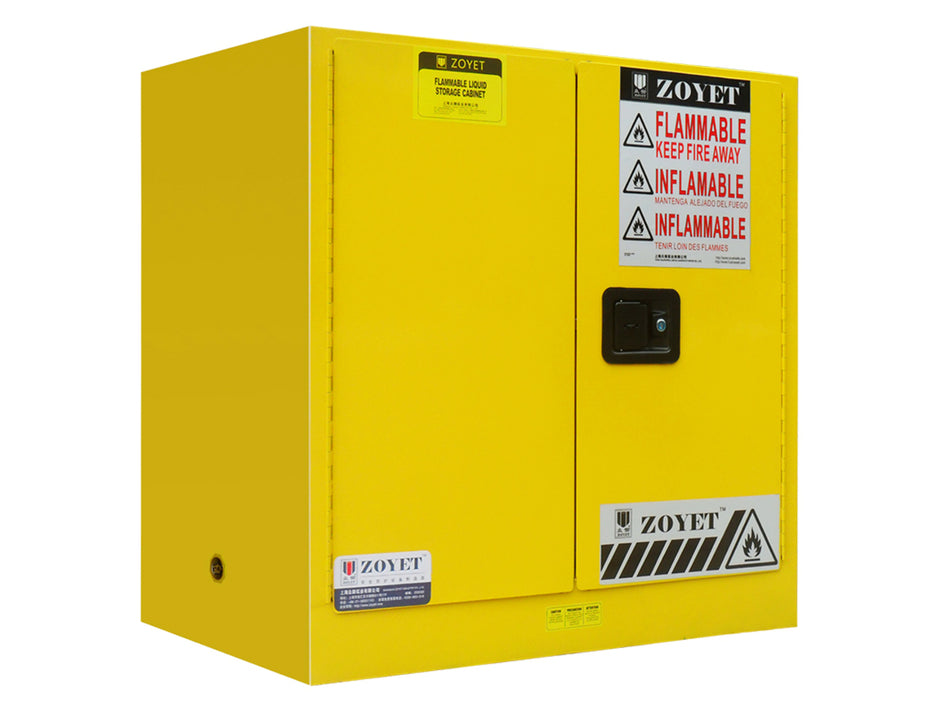 FLAMMABLE LIQUID & CHEMICAL SAFETY STORAGE CABINET 23GAL/87L - YELLOW/RED/BLUE