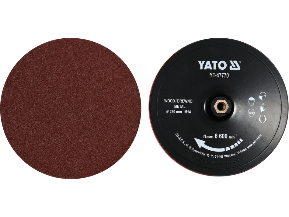 YATO tépőzáras csiszolótányér, M14, 230 mm, tartozékokkal – YT-47770