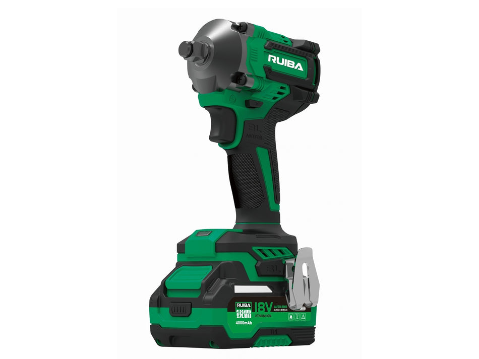 RUIBA Cordless Brushless Impact Wrench Kit, 1/2", 18 V, 420 Nm, 2 × 4.0 Ah Batteries – RB-806S