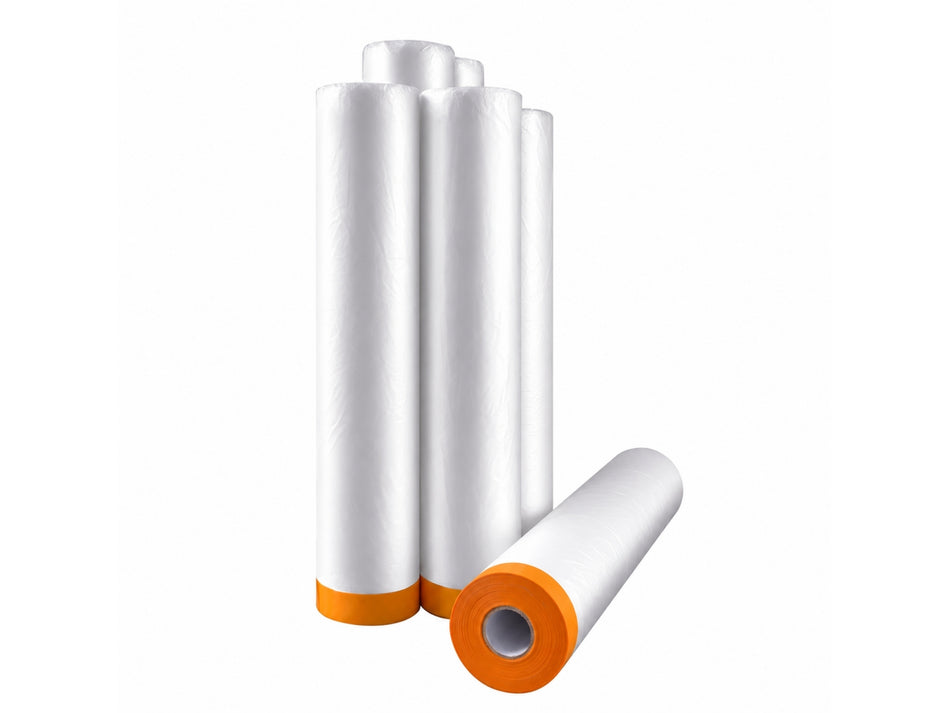 PERIPLUS Washi-Tape-Abdeckfolie, 110 cm x 30 m, vorverklebte LDPE-Folie für Malerarbeiten und Oberflächenschutz
