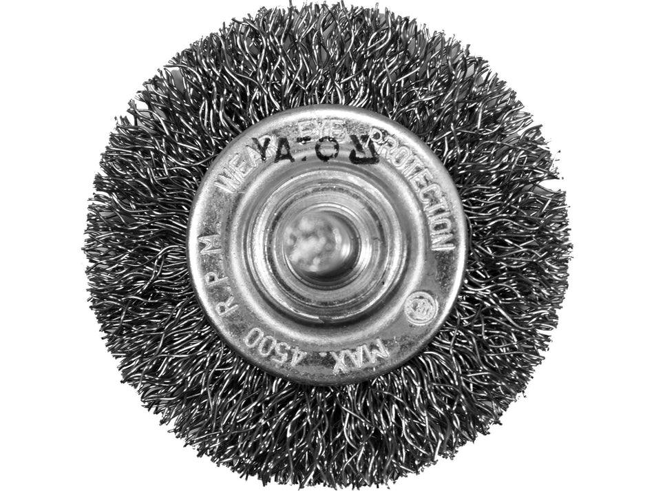 YATO Wire Wheel Brush, Stainless Steel (INOX) Crimped Wire, 50 mm, 6 mm Shank – YT-47565