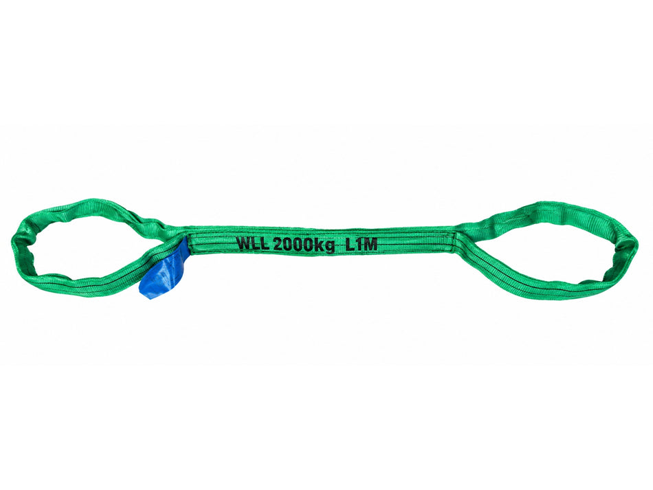 ZYT Double Eye Lifting Sling, 2,000 kg, Green, 7:1 Safety Factor – R02-02