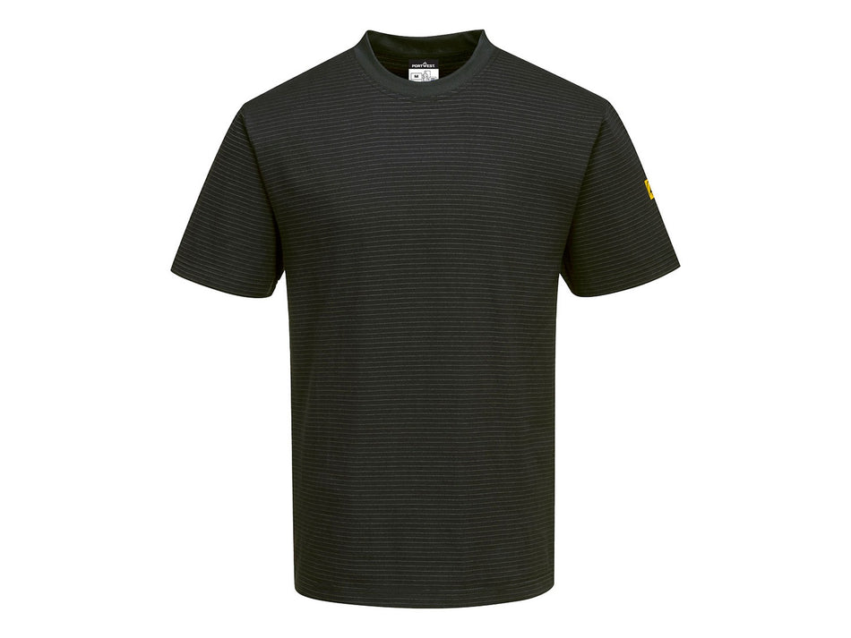 Portwest Anti-Static ESD Short Sleeve T-Shirt, High Cotton, for Warm EPA Environment - AS20
