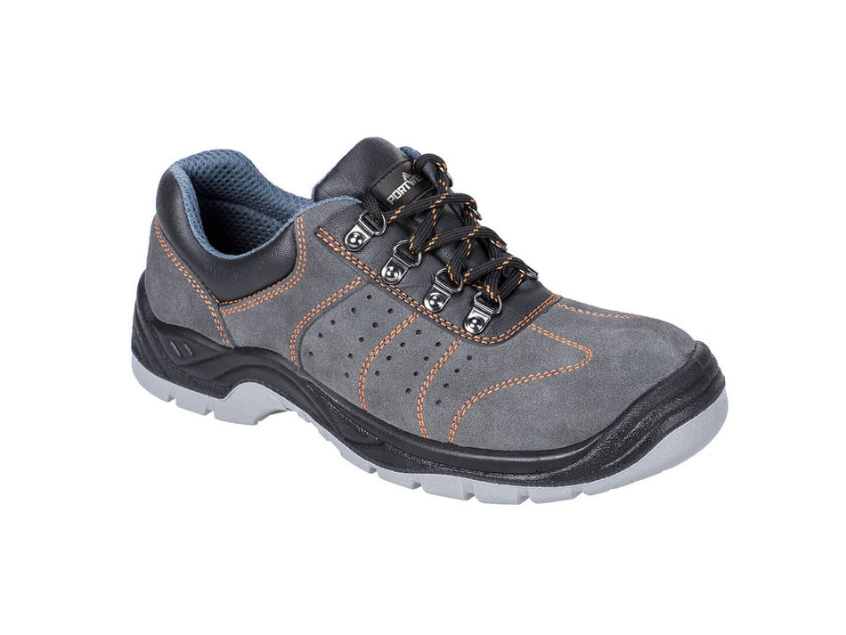 Portwest Safety Trainer S1P SR FO Steel Suede Leather Low Cut Perforated Breathable – FW02