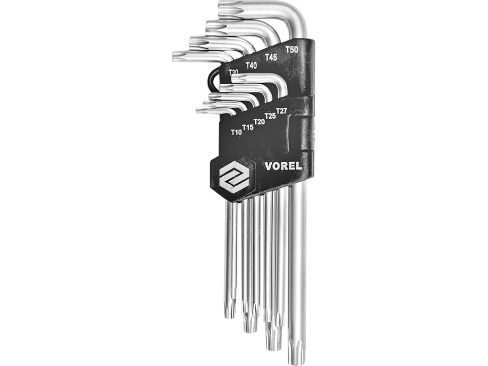 VOREL Torx-Sicherungsbit-Satz, 9-tlg., T10-T50, CrV, gebohrte Spitzen – 56478