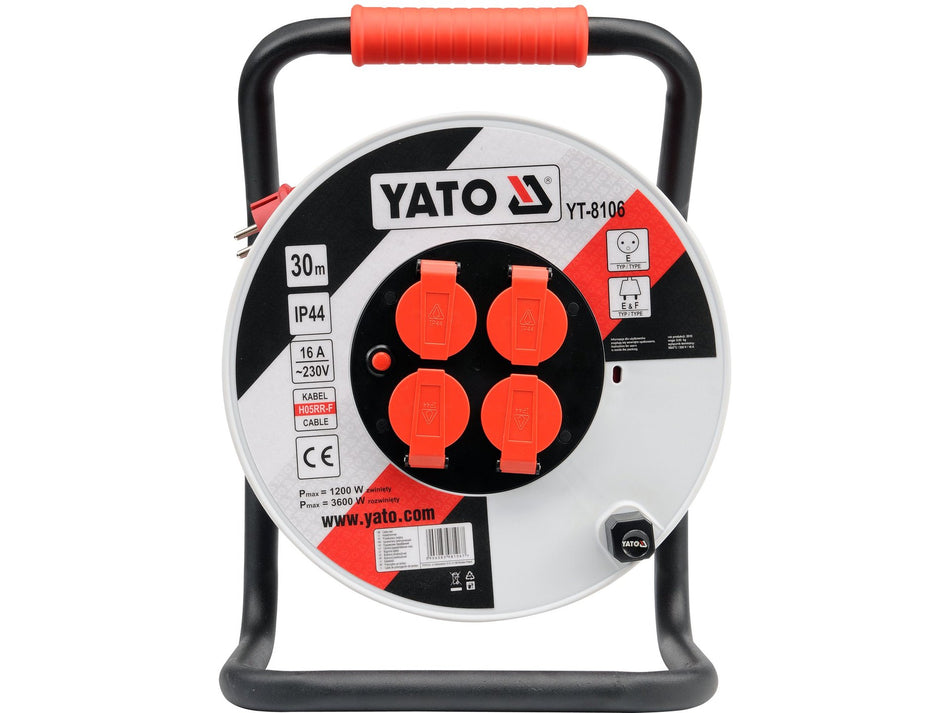 YATO Kabeltrommel, 30/40/50 m, 3G × 2,5 mm², 4 Typ-E-Steckdosen, IP44