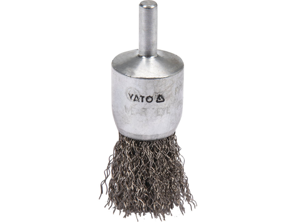 YATO Fazékkefe, rozsdamentes acél (INOX) hullámos drót, 25 mm, 6 mm-es szár – YT-47496