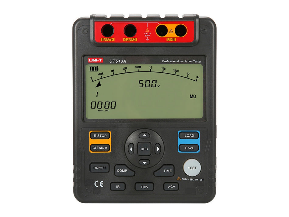 UNI-T Insulation Resistance Tester, 500-5000 V, 1000 GΩ, PI & DAR – UT513A