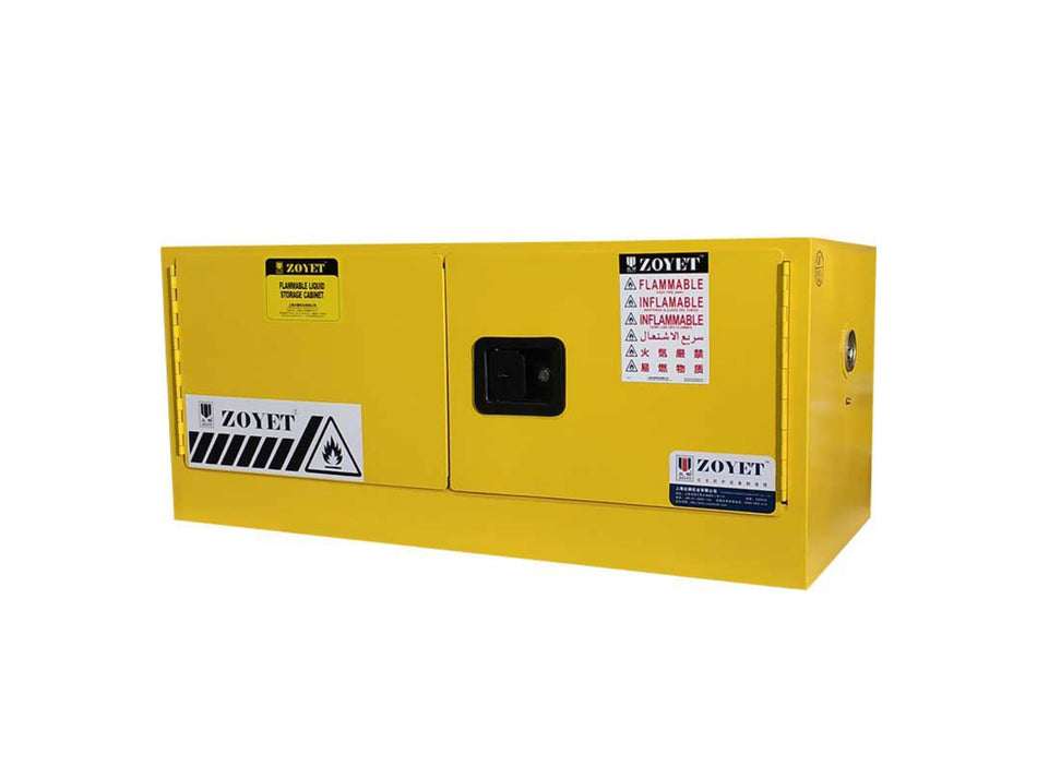 FLAMMABLE LIQUID & CHEMICAL SAFETY STORAGE CABINET 13GAL/45L - YELLOW/RED/BLUE