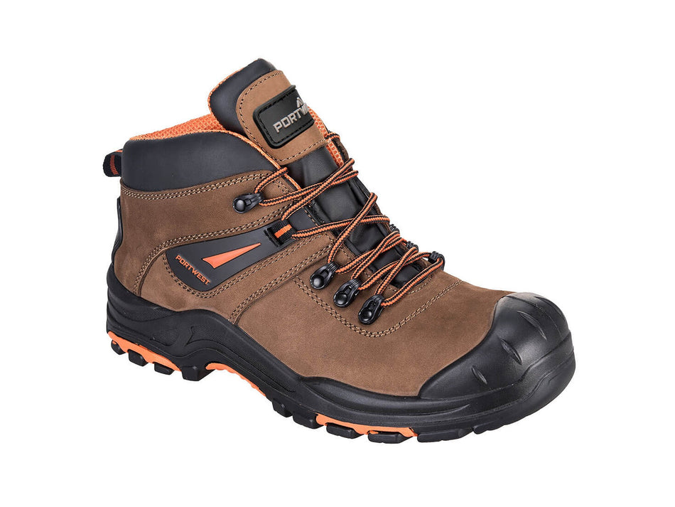 Portwest Safety Hiker Stiefel S3 HRO, wasserabweisendes Nubukleder mit Abriebschutzkappe, Zehenschutzkappe aus Glasfaser und durchtrittsicherer Zwischensohle – FC17