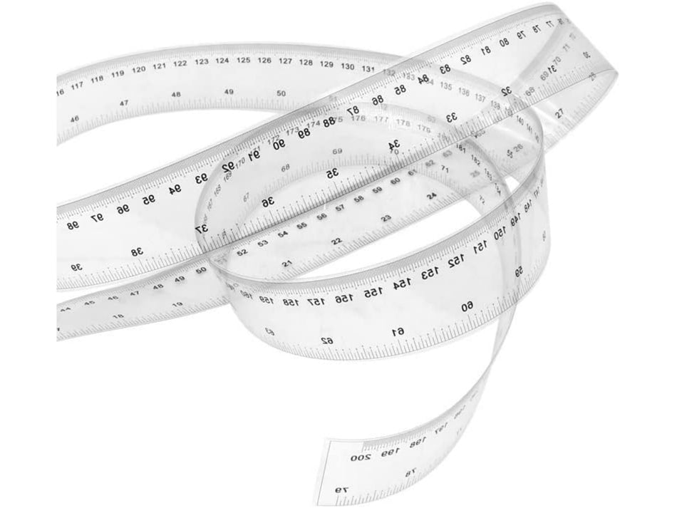 PERIPLUS Flexibles Folien-Messband, 2 m, 0,1 mm Teilung, transparentes PET