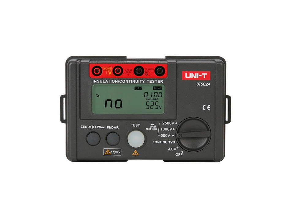 UNI-T Insulation Resistance Tester, 500-2500 V, 20 GΩ, PI & DAR – UT502A