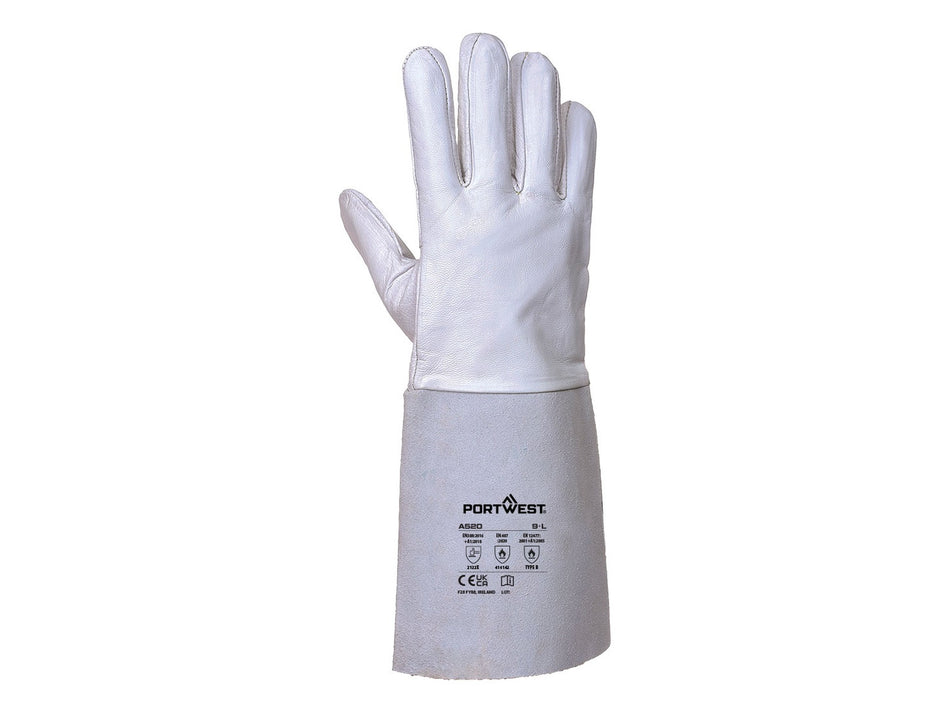 Portwest TIG Welding Gauntlet, 85 Grain Leather, Goatskin Palm, Type B TIG Welding – A520