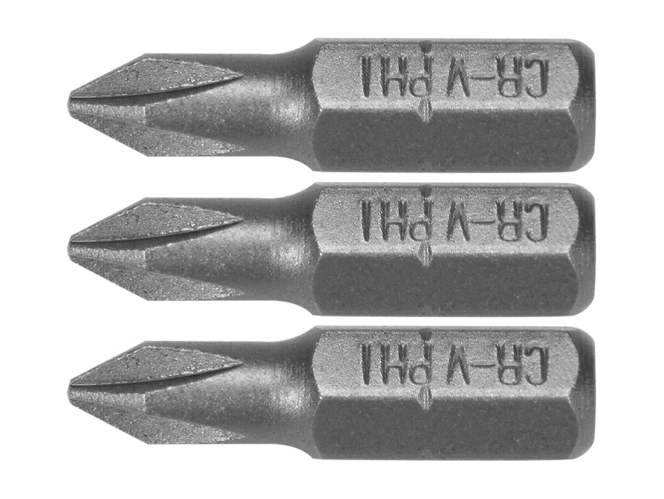 1/4 ZOLL KREUZSCHLITZ-SCHRAUBENDREHERBITS 25MM PH1 3 STK