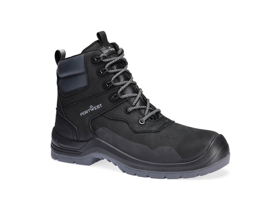 Portwest Composite Nubuck Safety Ankle Boot S7L LG FO SR SC, Waterproof, Ladder Grip & Fuel/Oil Resistant – FV06