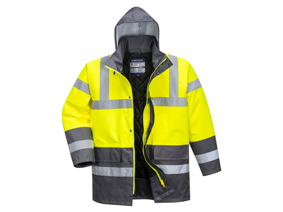 Portwest Warnschutz-Kontrast-Winter-Verkehrsjacke, verbesserte Sichtbarkeit, für den Einsatz bei jedem Wetter – S466