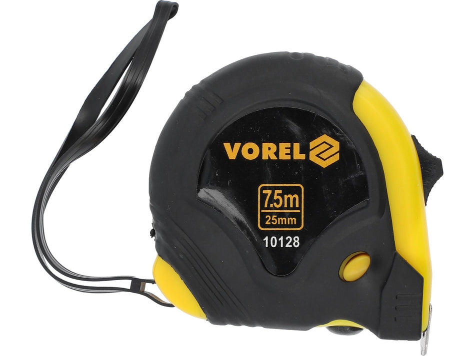 VOREL Maßband, 2 m × 16 mm, Stahlband, feststehender Haken, gummibeschichtetes Gehäuse – 10122