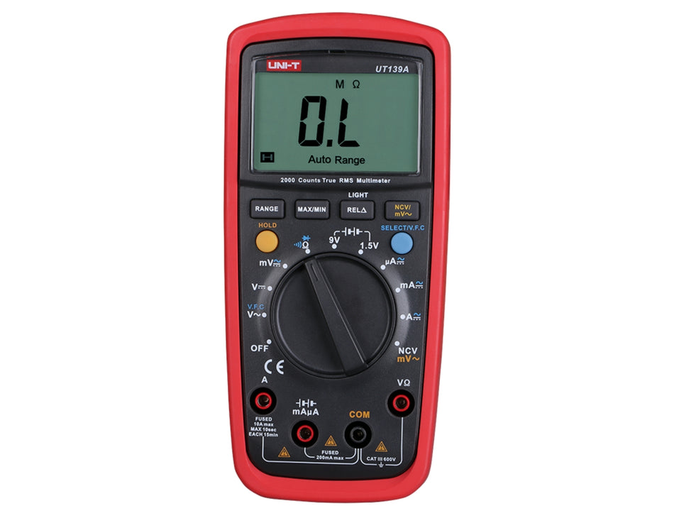 UNI-T True RMS Digital Multimeter, 10 A, 2000 Counts, NCV – UT139A