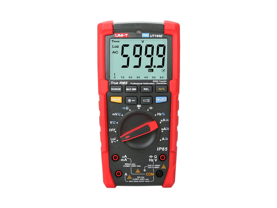 UNI-T Industrial True RMS Digital Multimeter, 6000 Counts, 1000 V, 20 A, IP65 – UT195E