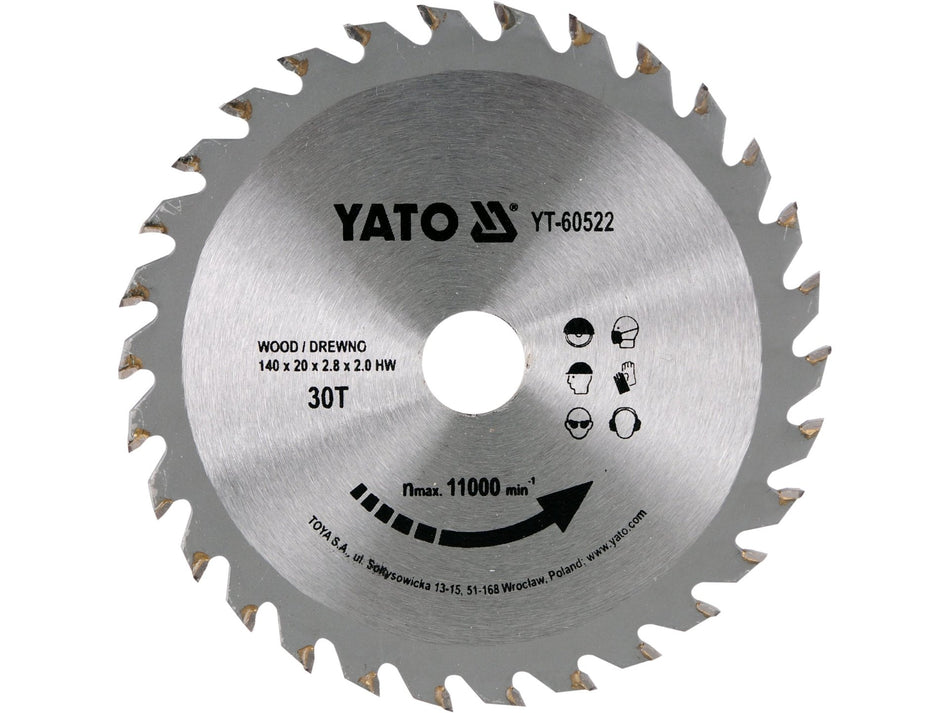 YATO TCT Circular Saw Blade for Wood, 140x20 mm, 16T / 30T