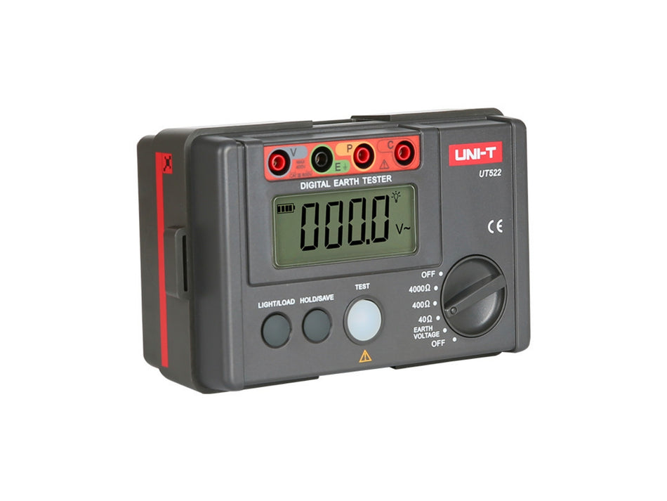 UNI-T Digitales Erdungswiderstandsmessgerät, 0-4000 Ω, 400 V, 4000 Counts, 2-Leiter & 3-Leiter – UT522