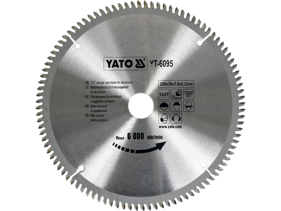 YATO TCT körfűrészlap alumíniumhoz, 250x30 mm, 100T – YT-6095