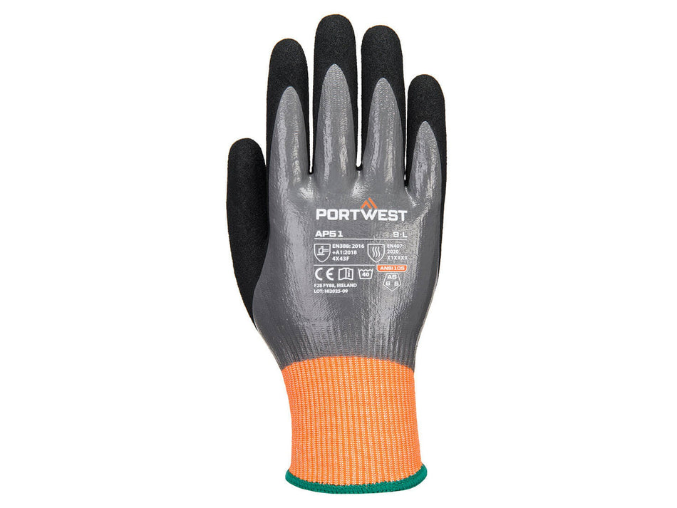Portwest Schnittfeste Handschuhe, Level F, 15 Gauge, doppelt beschichtetes Nitril, Nass- & Trockengriff – AP51