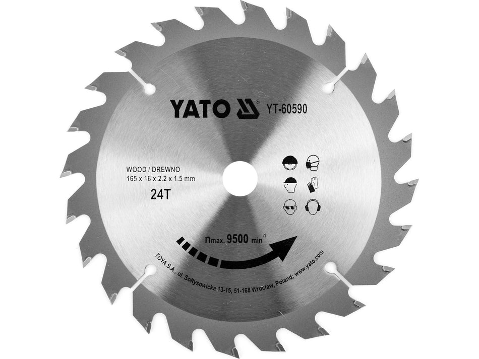 YATO TCT Circular Saw Blade for Wood, 165x16 mm, 24T / 36T