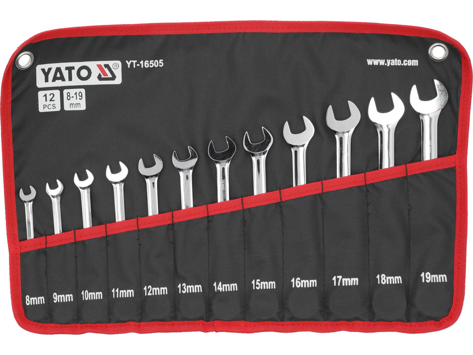 YATO Ratchet Combination Spanner Set, 12 Piece, 72 Teeth, CrV Steel with Case - YT-16505