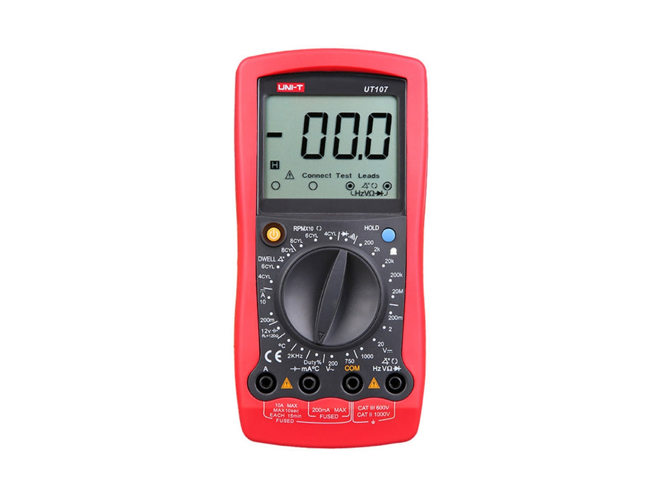 UNI-T Automotive Digitalmultimeter, Drehzahl & Schließwinkel, 1000 V DC/750 V AC, 10 A DC, -40-1000 °C – UT107