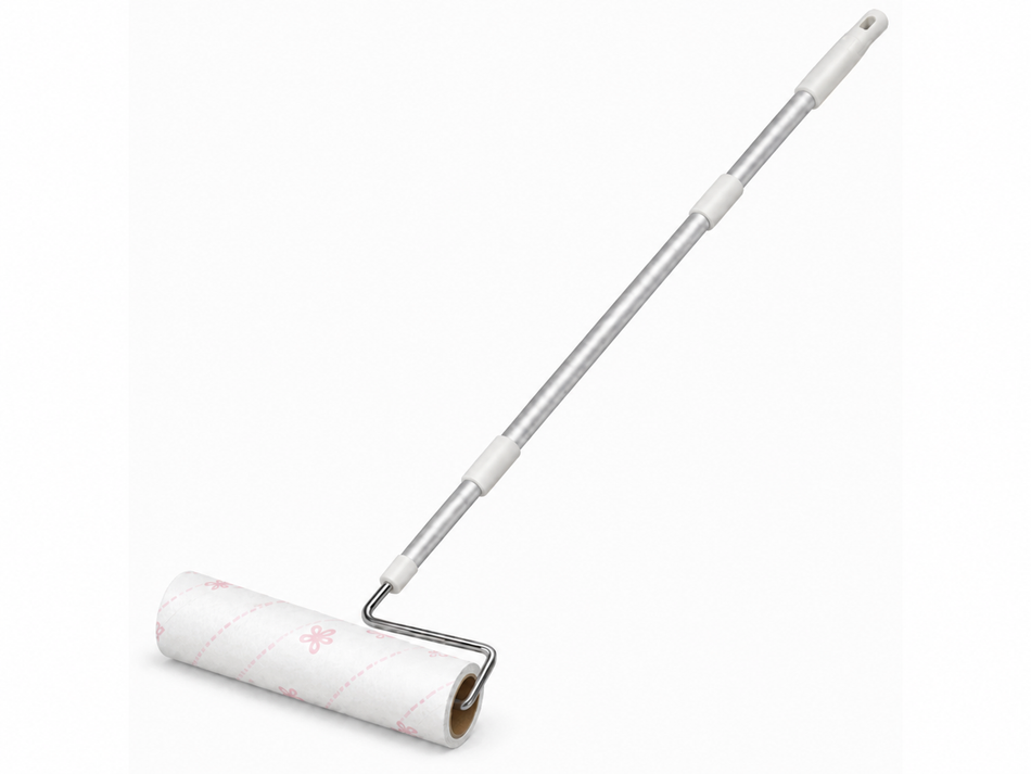 PERIPLUS Kleiderroller-Set, 5 Rollen, 22 cm Halterung, 1,2 m Teleskopstange