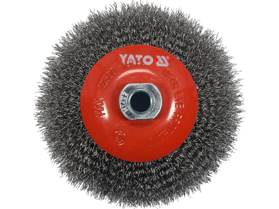 YATO Kefe, Rozsdamentes Acél (INOX) Hullámos Drót, 125 mm, M14 Menet – YT-47612