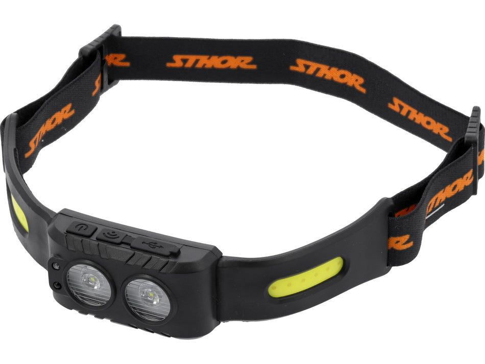 STHOR Wiederaufladbare LED-Stirnlampe, 200 lm, 5 Leuchtmodi, mit Bewegungssensor – 88682