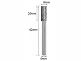 TG Volfrámkarbid hengeres végvágó forgó sorjázó, Kettős élű, 6 mm-es szár, 6x16/8x20 mm-es fej