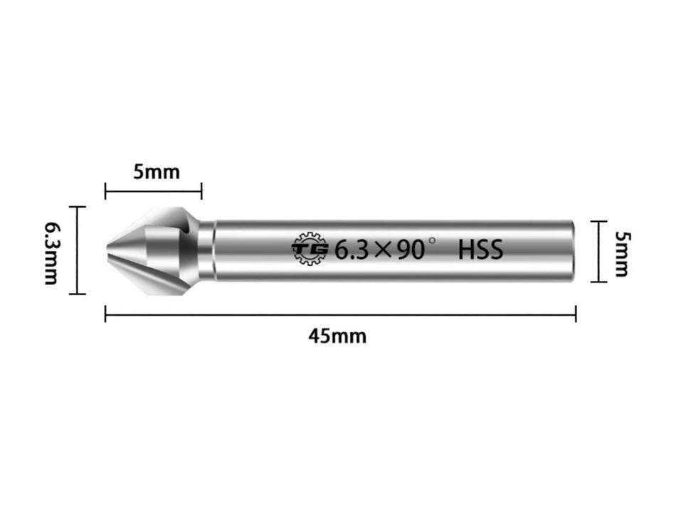TG 90°-os süllyesztőfúró, 6542 HSS, hengeres szár, fémhez és műanyaghoz, 6,3-35 mm