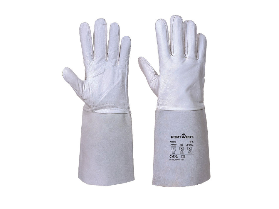 Portwest TIG Welding Gauntlet, 85 Grain Leather, Goatskin Palm, Type B TIG Welding – A520