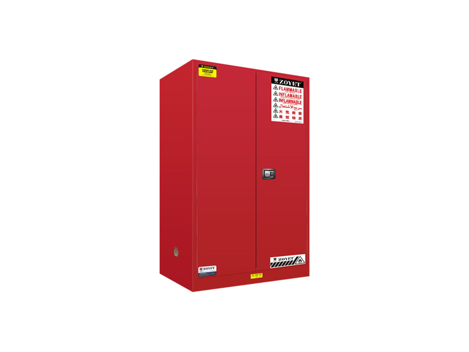 FLAMMABLE LIQUID & CHEMICAL SAFETY STORAGE CABINET 45GAL/170L - YELLOW/RED/BLUE