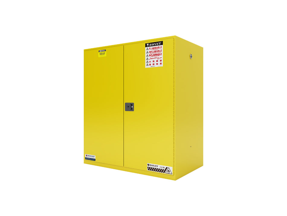 FLAMMABLE LIQUID & CHEMICAL SAFETY STORAGE CABINET 110GAL/410L - YELLOW/RED/BLUE