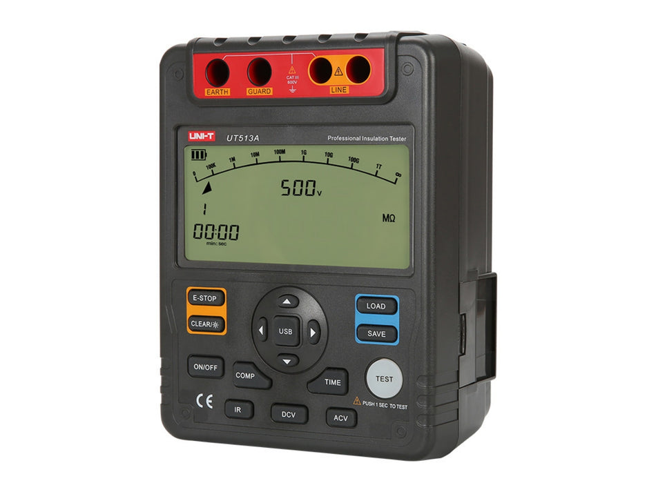 UNI-T Insulation Resistance Tester, 500-5000 V, 1000 GΩ, PI & DAR – UT513A