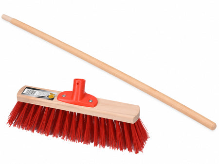 Illustrative composition of VOREL 300 mm street broom head and 125 cm beech wood handle, supplied together; components not shown to scale